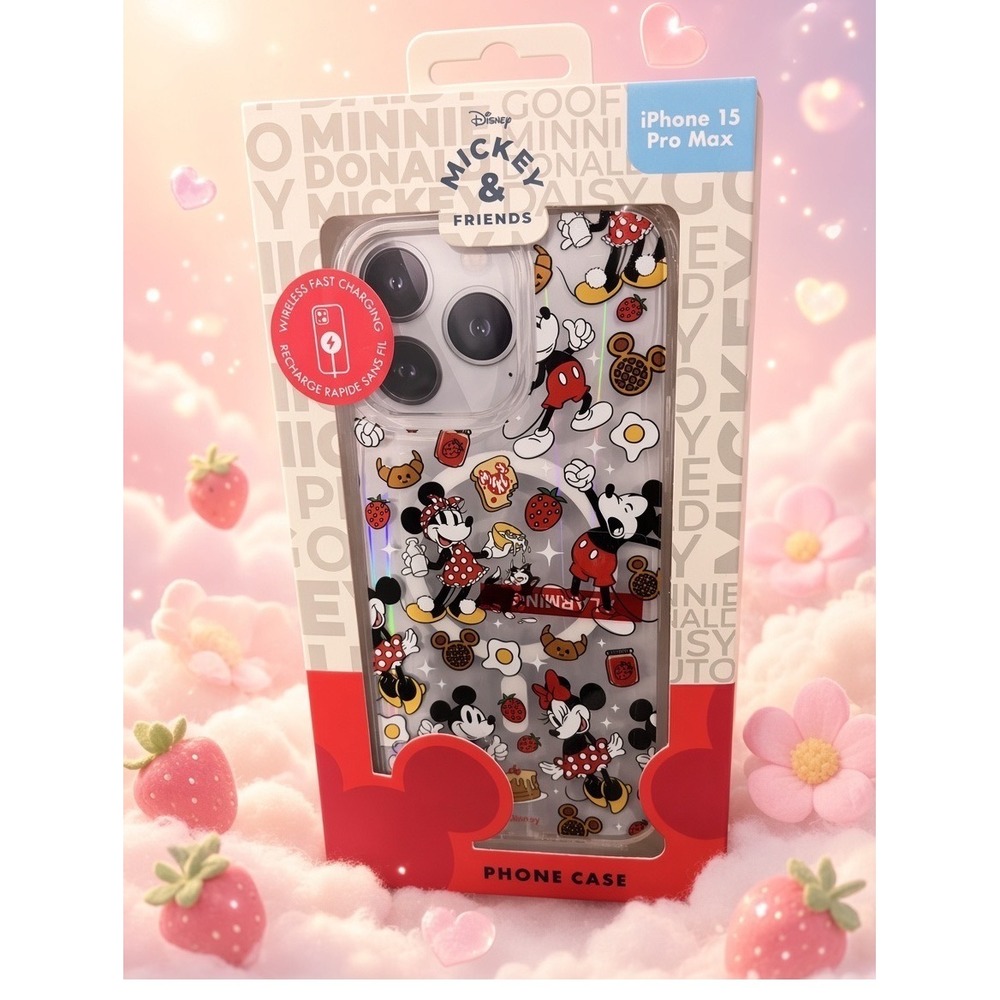Disney Mickey and Friends iPhone 15 Pro Max Case Wireless Charging Clear Cover